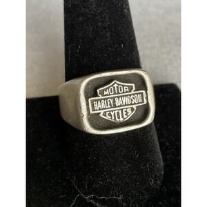 Vintage 925 Sterling Silver Harley Davidson Logo Biker Ring Size 9.75